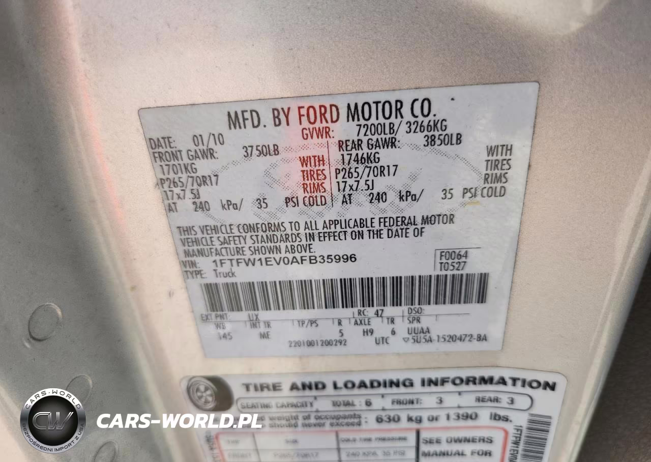 2010 Ford F150 Supercrew VIN:1FTFW1EV0AFB35996 - 12