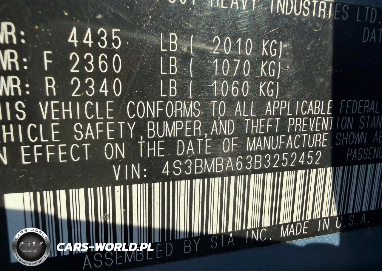2011 Subaru Legacy 2.5I VIN:4S3BMBA63B3252452 - 10