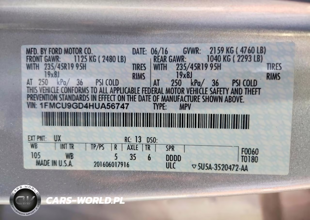 2017 Ford Escape Se VIN:1FMCU9GD4HUA56747 - 13