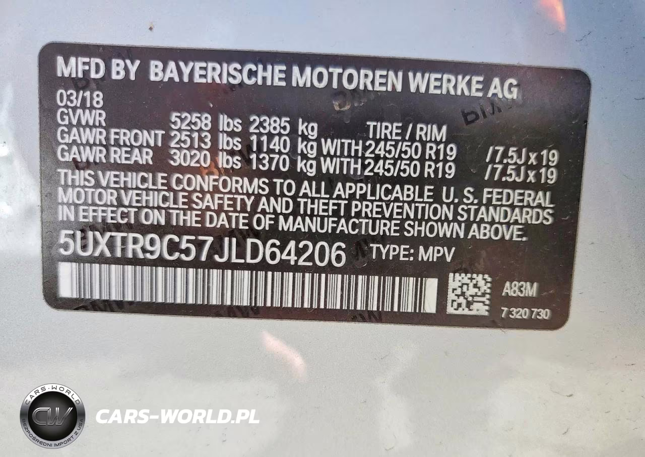 2018 BMW X3 xDrive30I VIN:5UXTR9C57JLD64206 - 12