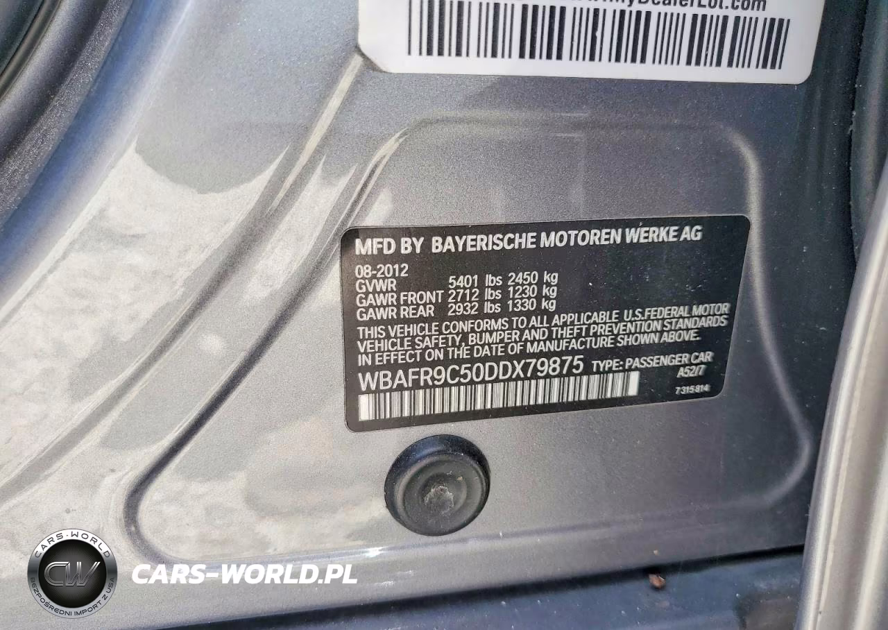 2013 BMW 550 I VIN:WBAFR9C50DDX79875 - 12