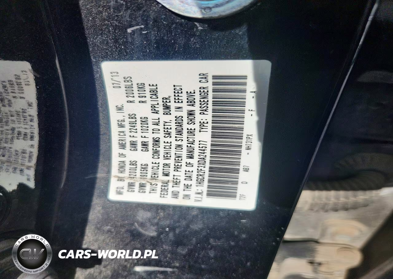 2013 Honda Accord Lx VIN:1HGCR2F3XDA244577 - 12