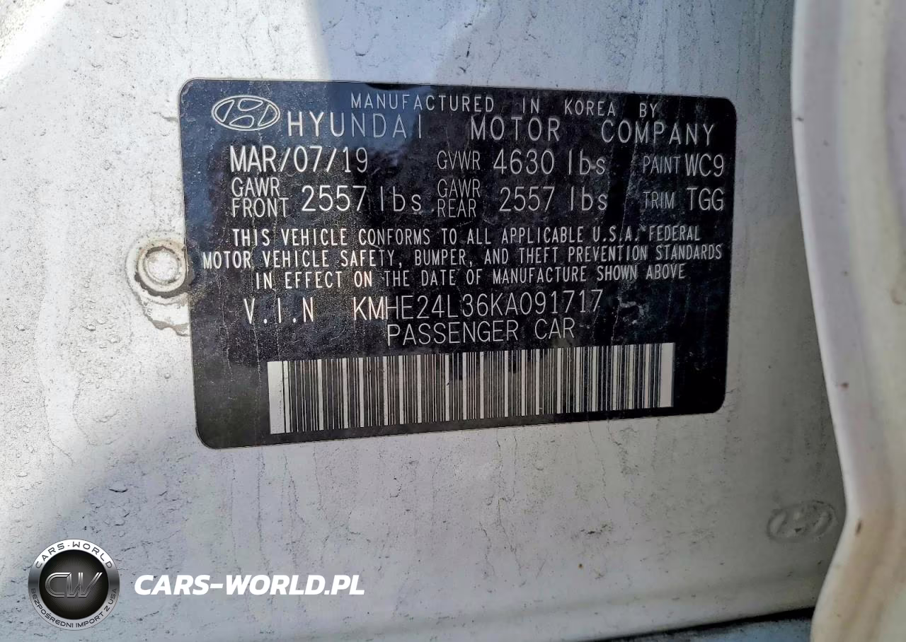 2019 Hyundai Sonata Hybrid Se VIN:KMHE24L36KA091717 - 12