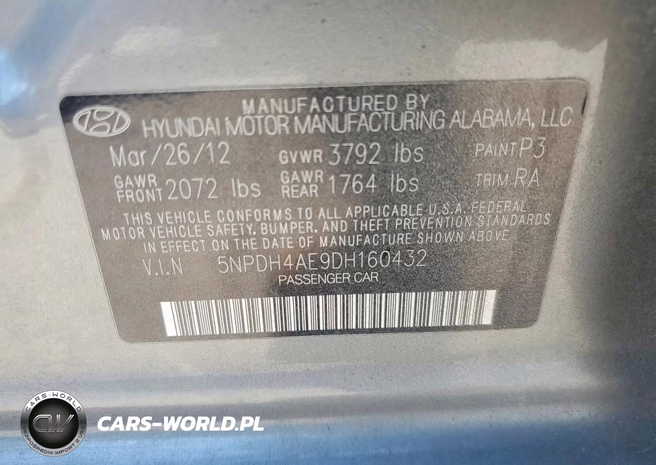 2013 Hyundai Elantra Limited VIN:5NPDH4AE9DH160432 - 12