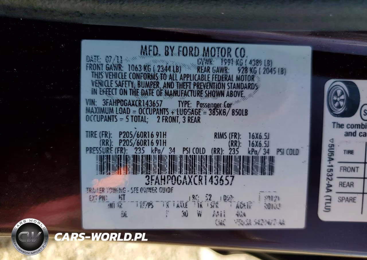 2012 Ford Fusion S VIN:3FAHP0GAXCR143657 - 12