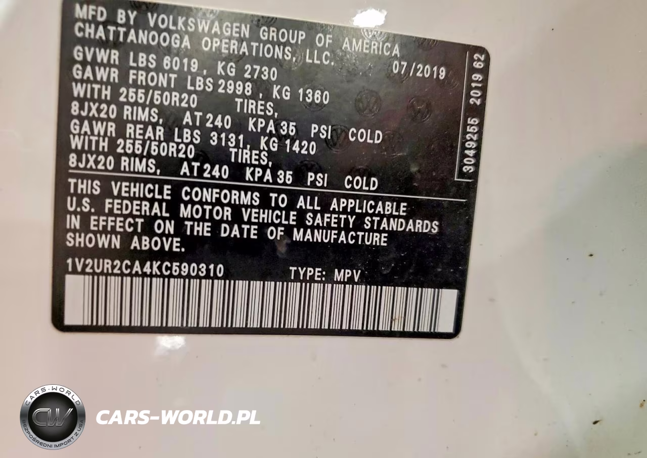 2019 Volkswagen Atlas Se VIN:1V2UR2CA4KC590310 - 13