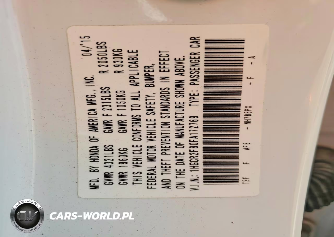 2015 Honda Accord Exl VIN:1HGCR2F80FA172769 - 13