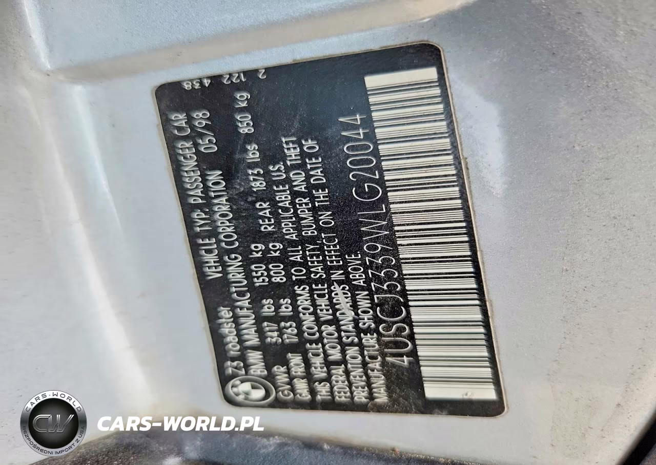 1998 BMW Z3 2.8 VIN:4USCJ3339WLG20044 - 12