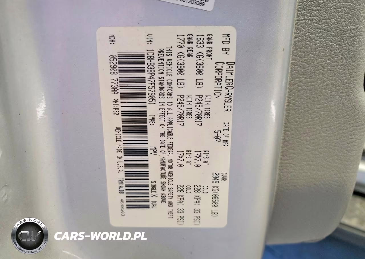 2007 Dodge Durango Sxt VIN:1D8HB38P47F579051 - 13