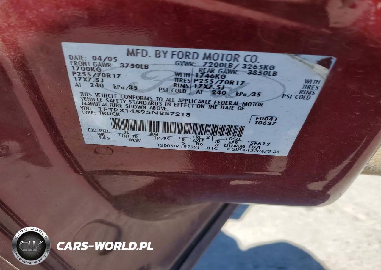 2005 Ford F150 VIN:1FTPX14595NB57218 - 12