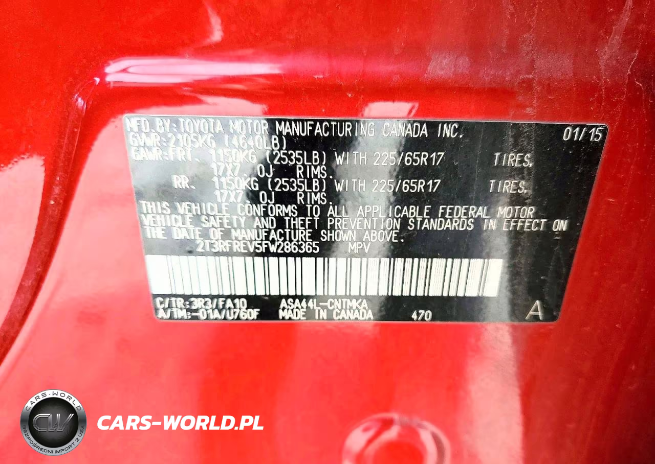 2015 Toyota Rav4 Xle VIN:2T3RFREV5FW286365 - 13
