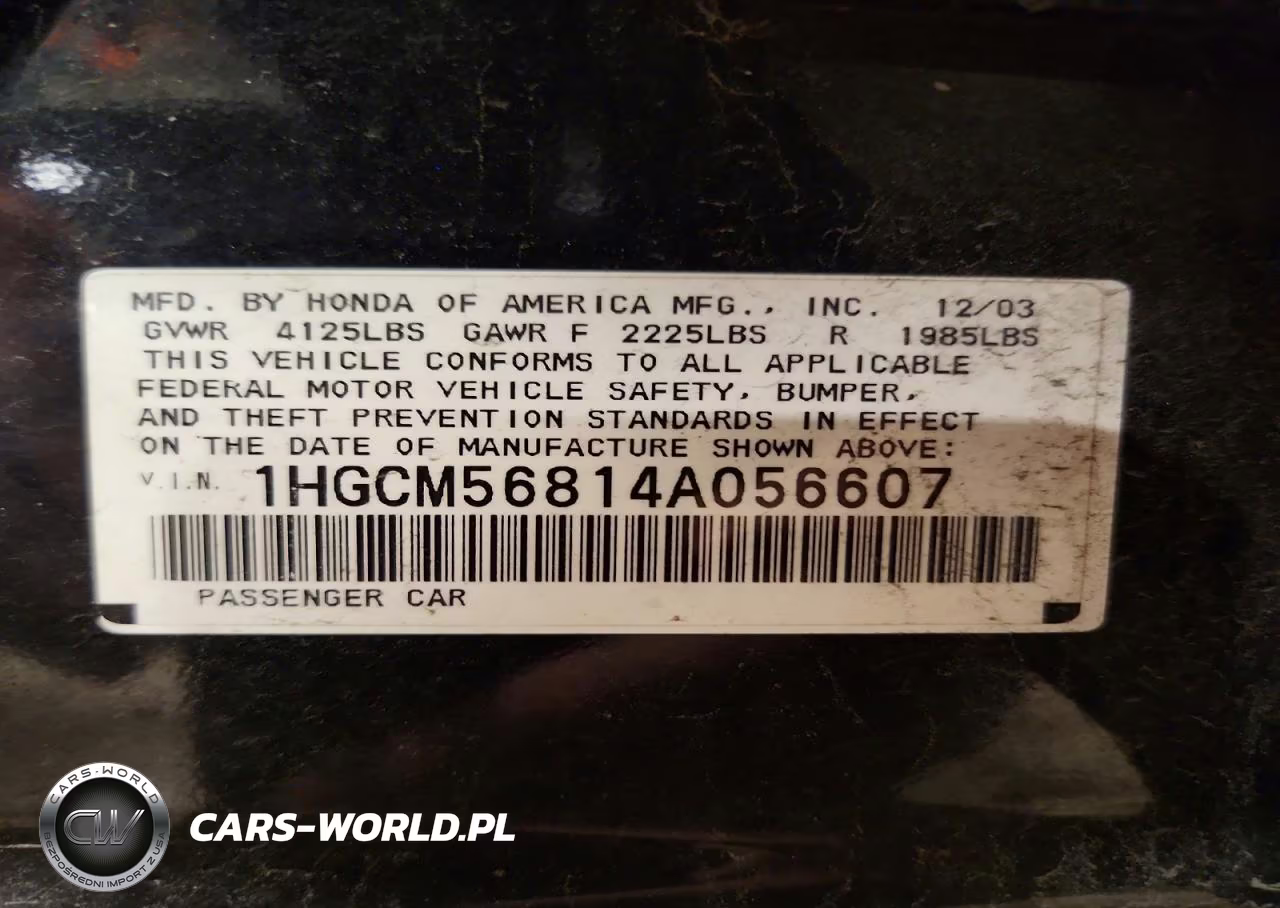 2004 Honda Accord Ex VIN:1HGCM56814A056607 - 12