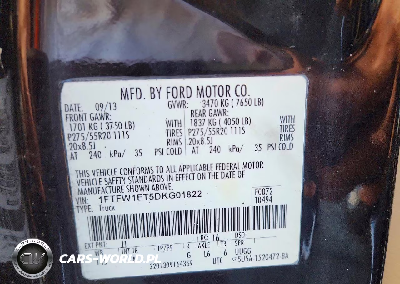 2013 Ford F150 Supercrew VIN:1FTFW1ET5DKG01822 - 12