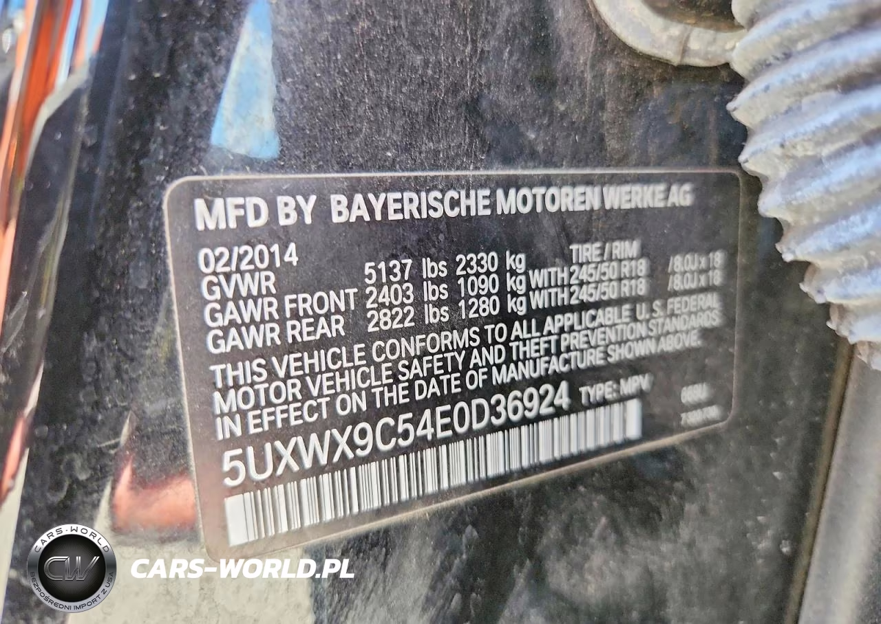 2014 BMW X3 xDrive28I VIN:5UXWX9C54E0D36924 - 14