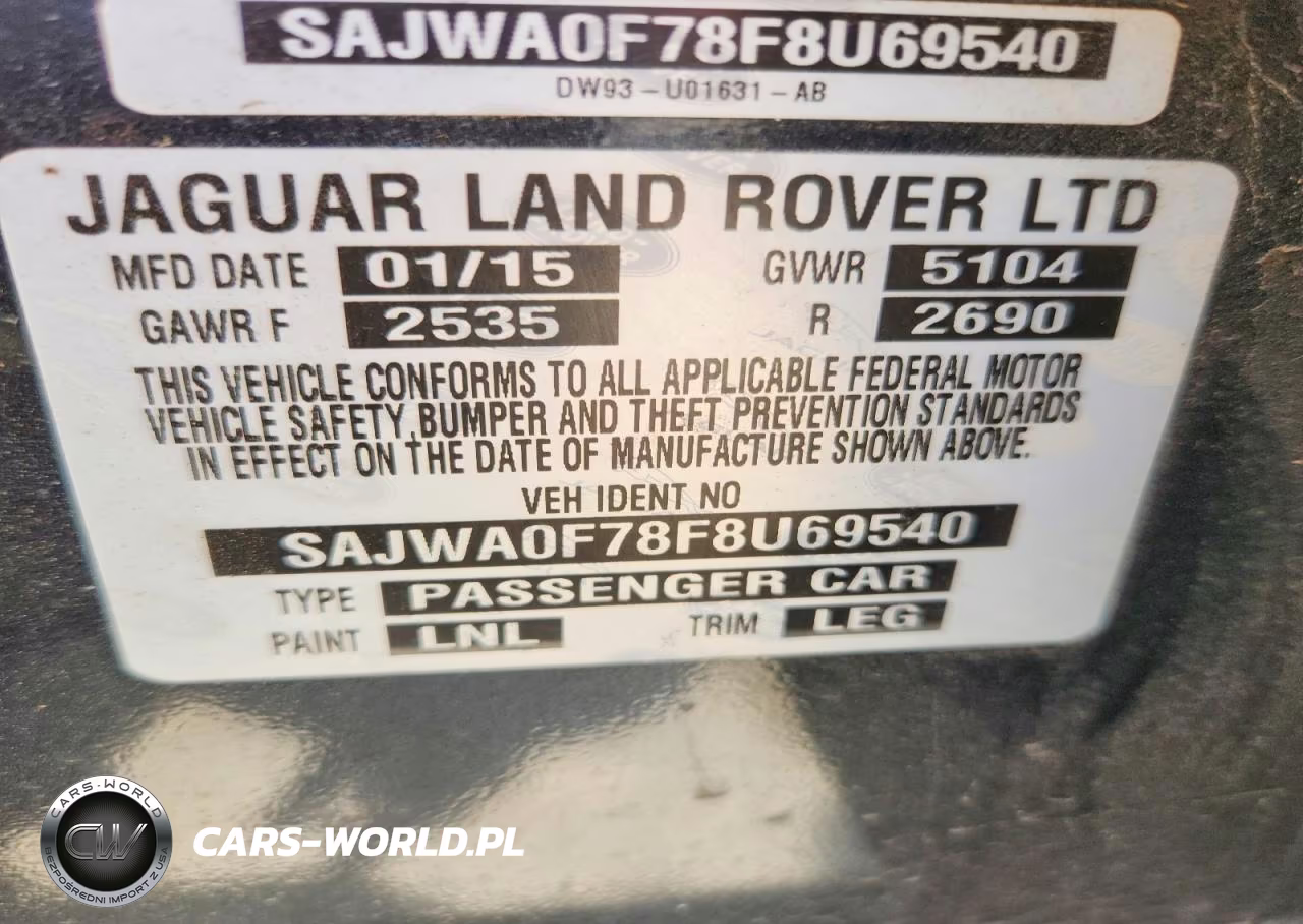 2015 Jaguar Xf 3.0 Sport VIN:SAJWA0F78F8U69540 - 12