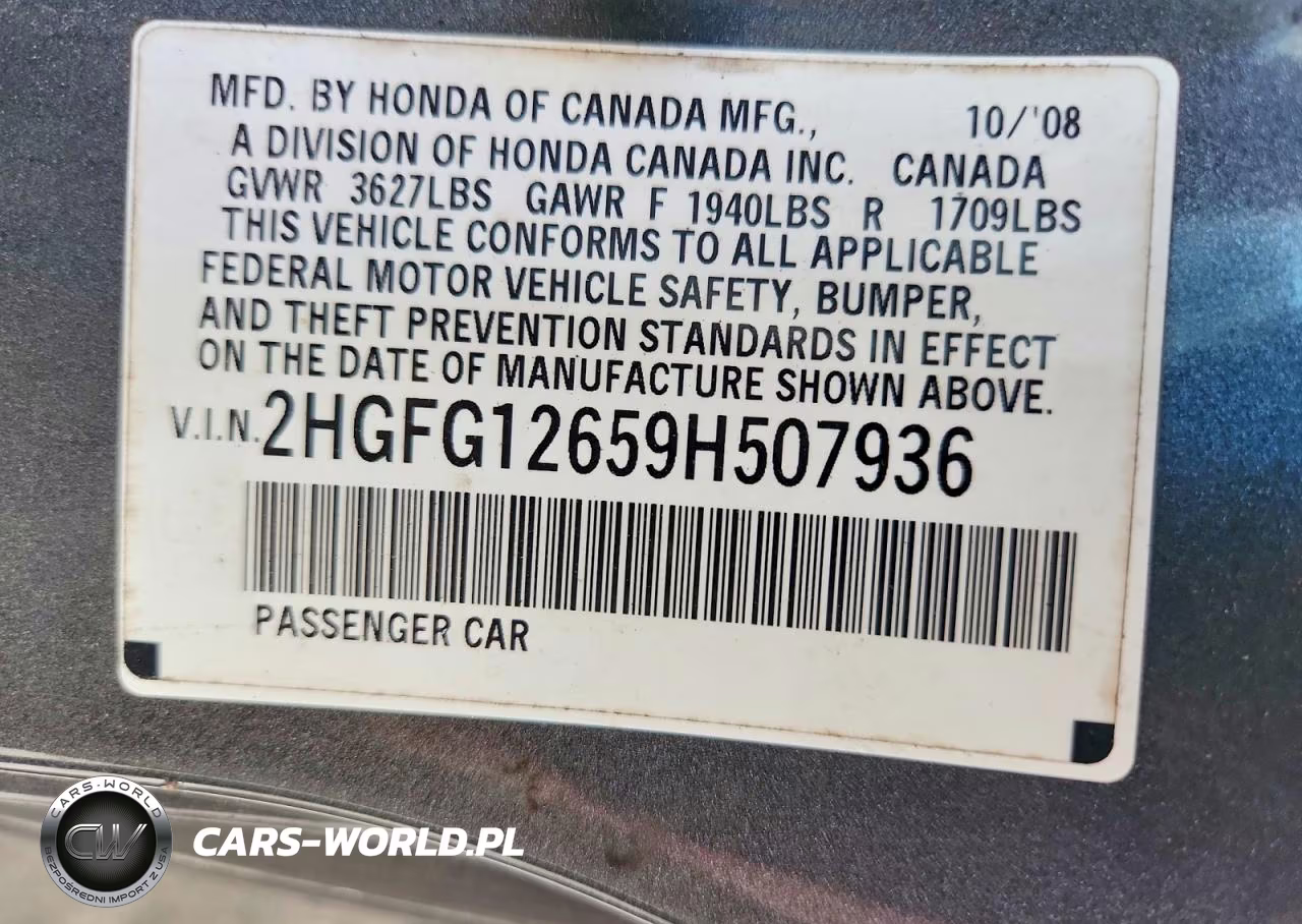 2009 Honda Civic Lx VIN:2HGFG12659H507936 - 12
