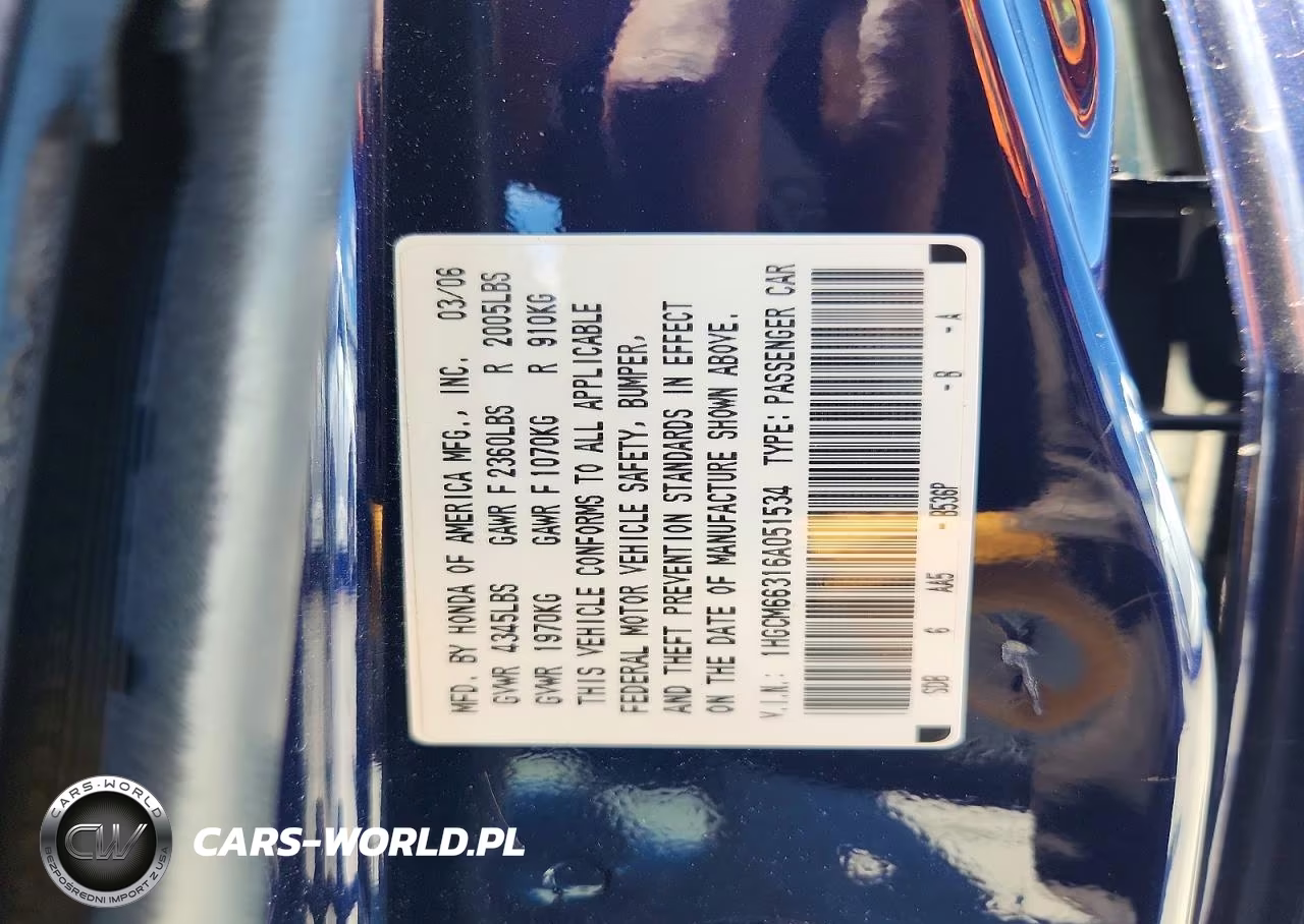 2006 Honda Accord Lx VIN:1HGCM66316A051534 - 13