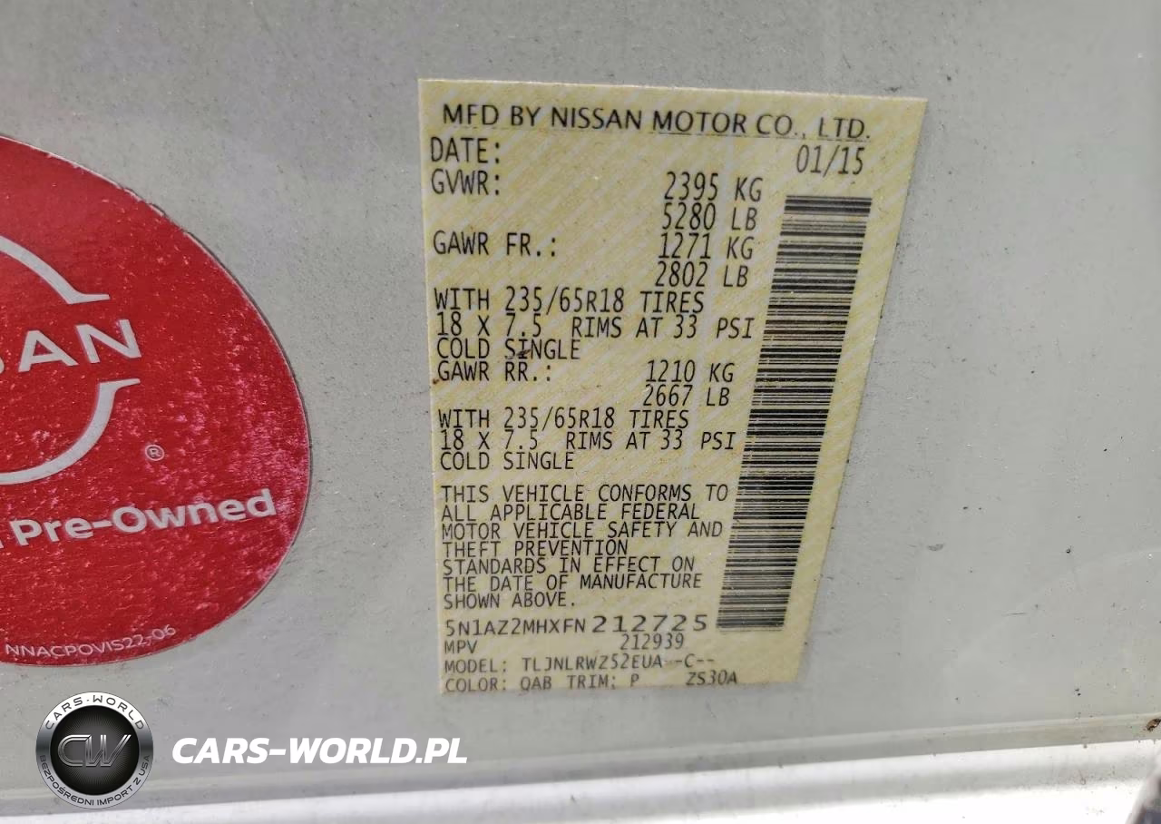 2015 Nissan Murano Sl VIN:5N1AZ2MHXFN212725 - 14