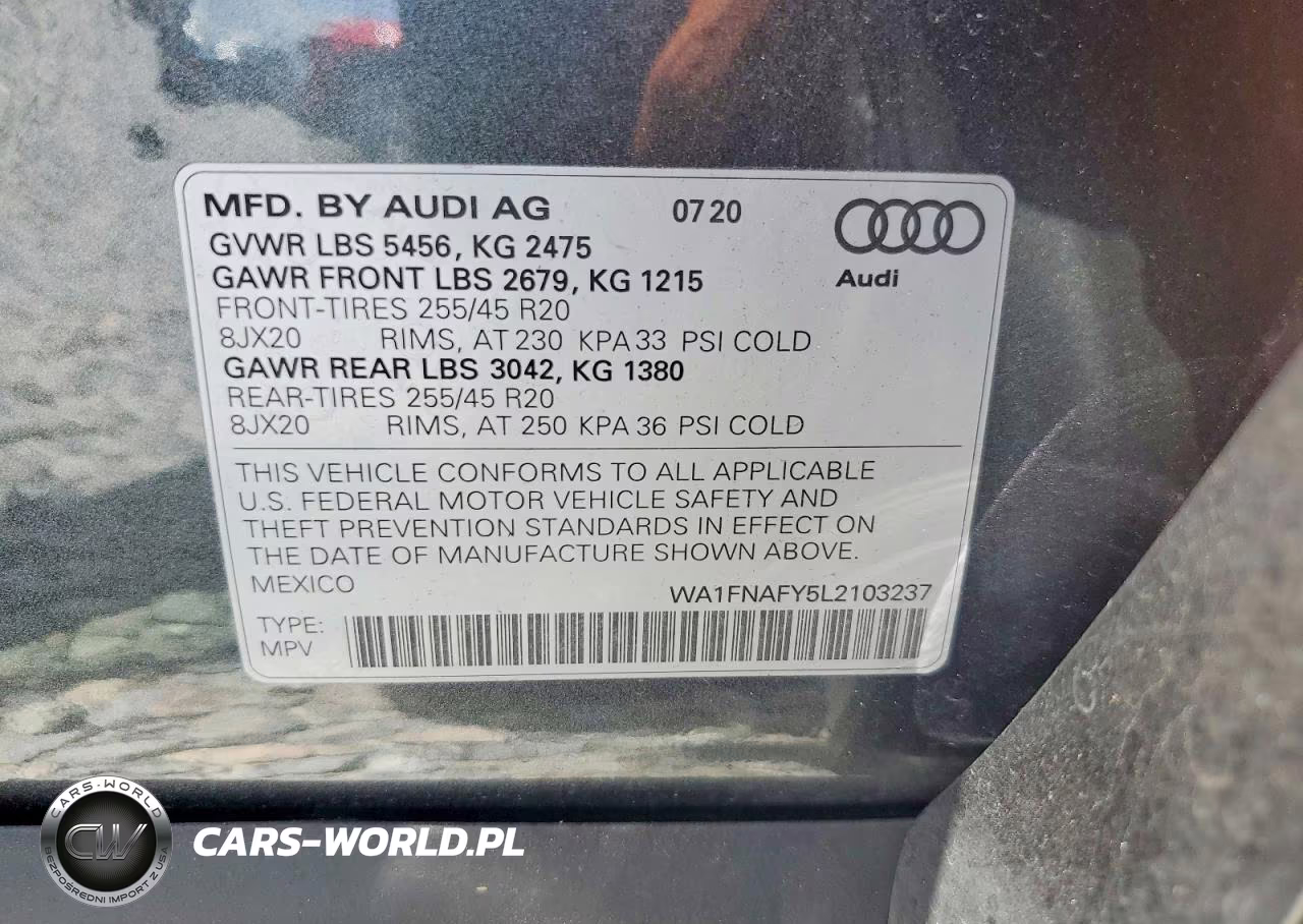 2020 Audi Q5 Titanium Prestige VIN:WA1FNAFY5L2103237 - 13