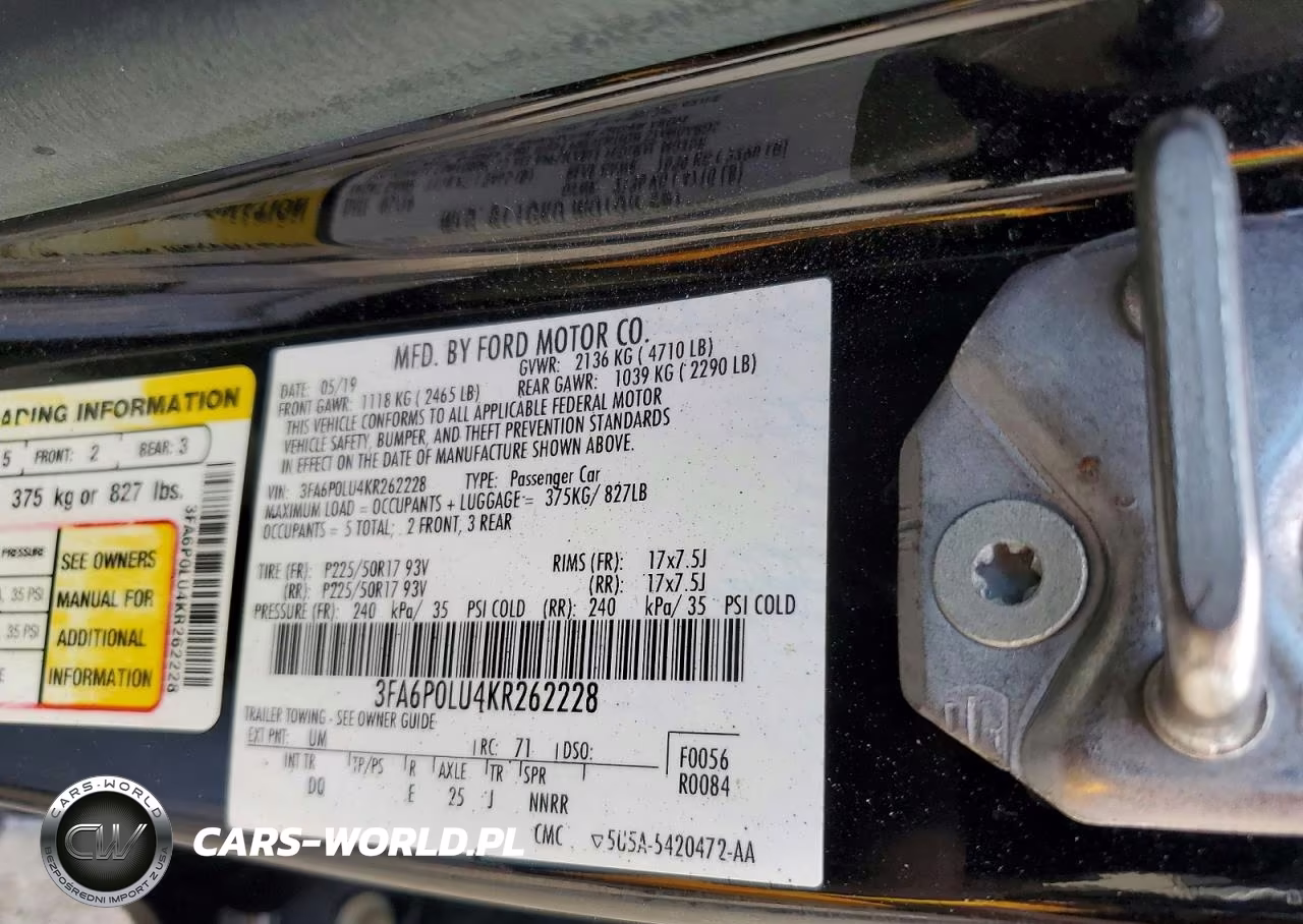 2019 Ford Fusion Se VIN:3FA6P0LU4KR262228 - 13