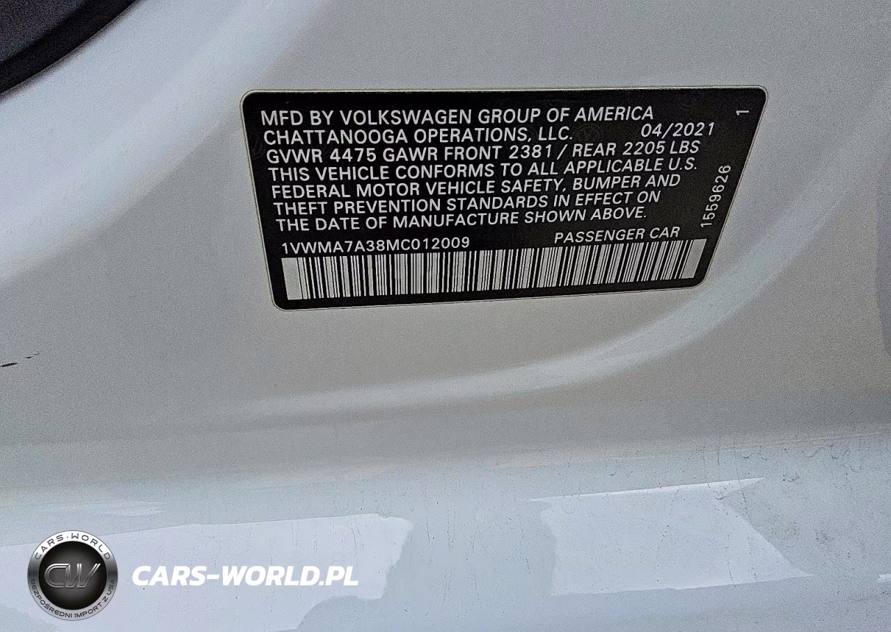 2021 Volkswagen Passat R-Line VIN:1VWMA7A38MC012009 - 12