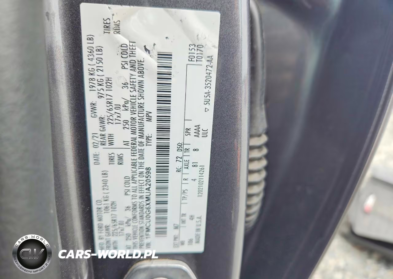 2021 Ford Escape Se VIN:1FMCU0G6XMUA20598 - 13
