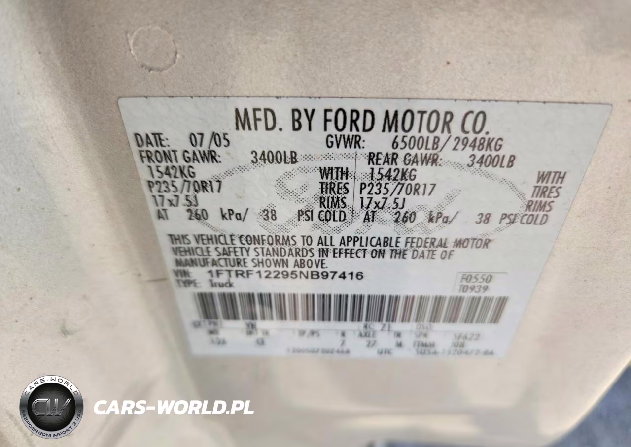 2005 Ford F150 VIN:1FTRF12295NB97416 - 12
