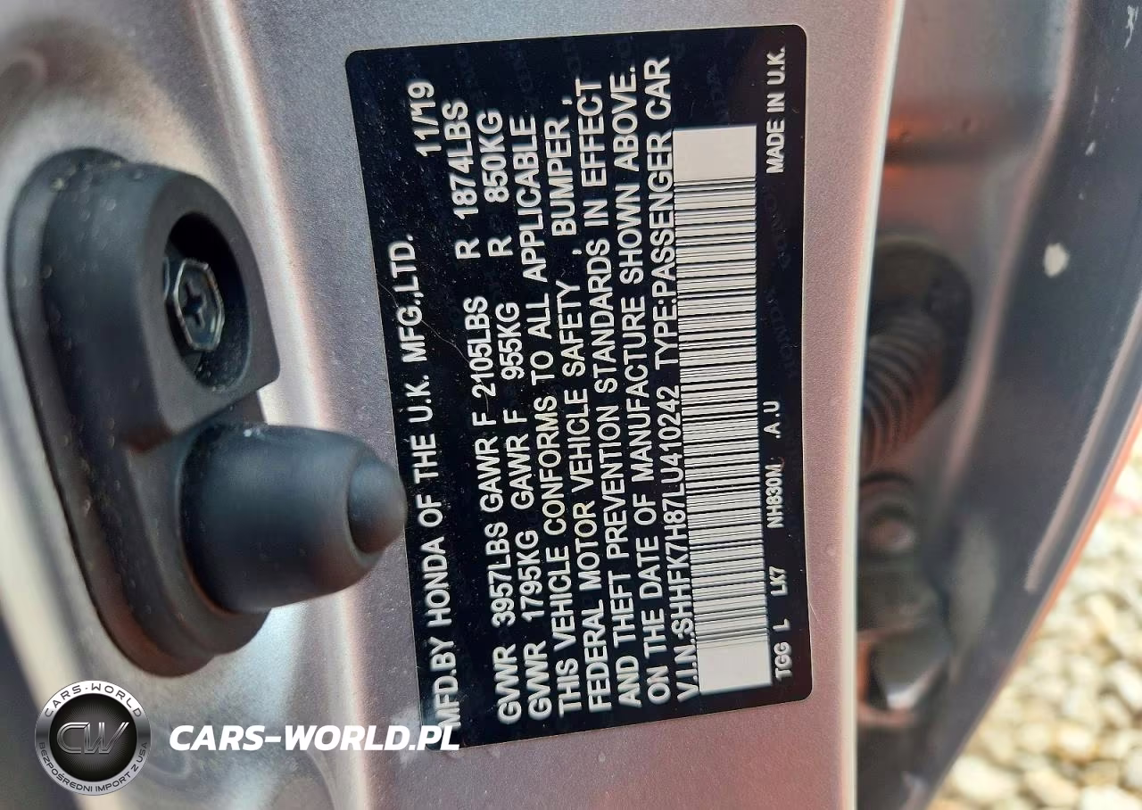 2020 Honda Civic Exl VIN:SHHFK7H87LU410242 - 12