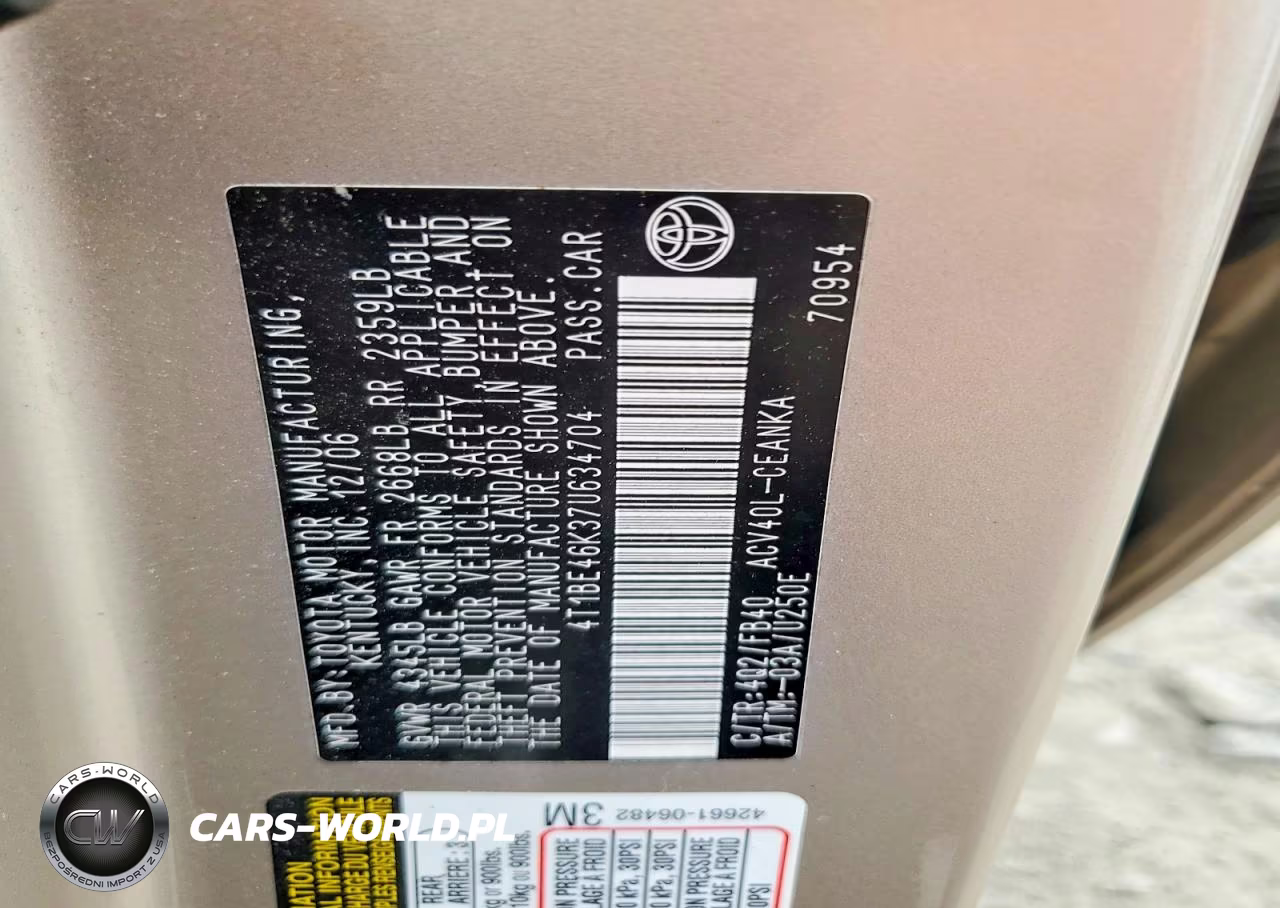 2007 Toyota Camry Le VIN:4T1BE46K37U634704 - 12