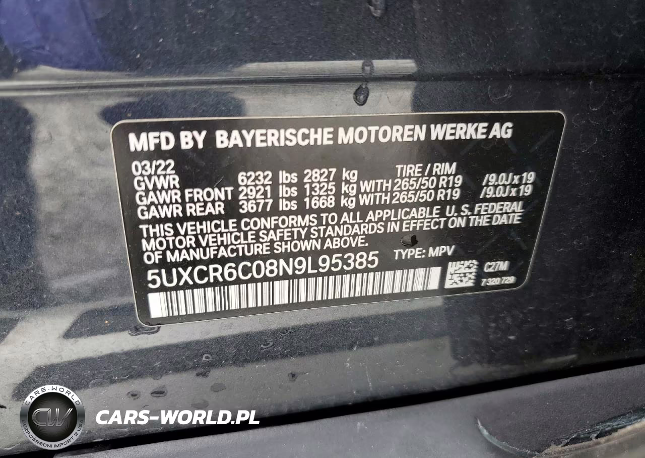 2022 BMW X5 xDrive40I VIN:5UXCR6C08N9L95385 - 13