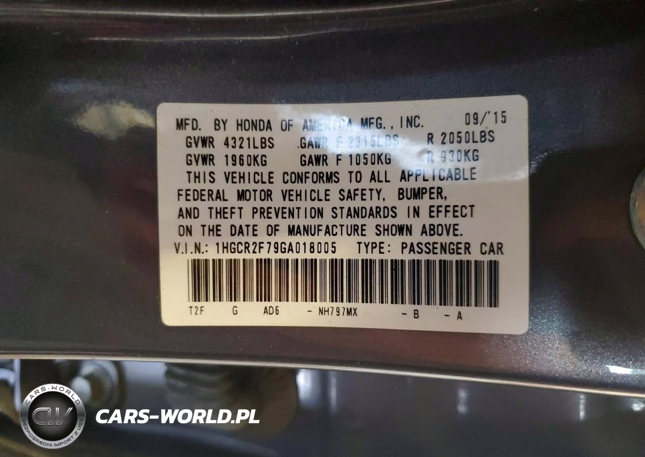 2016 Honda Accord Ex VIN:1HGCR2F79GA018005 - 13