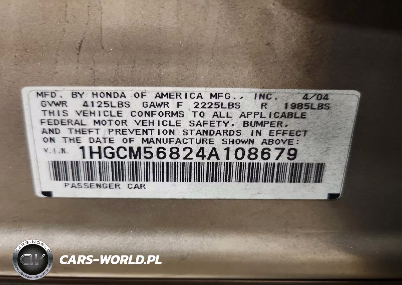 2004 Honda Accord Ex VIN:1HGCM56824A108679 - 12