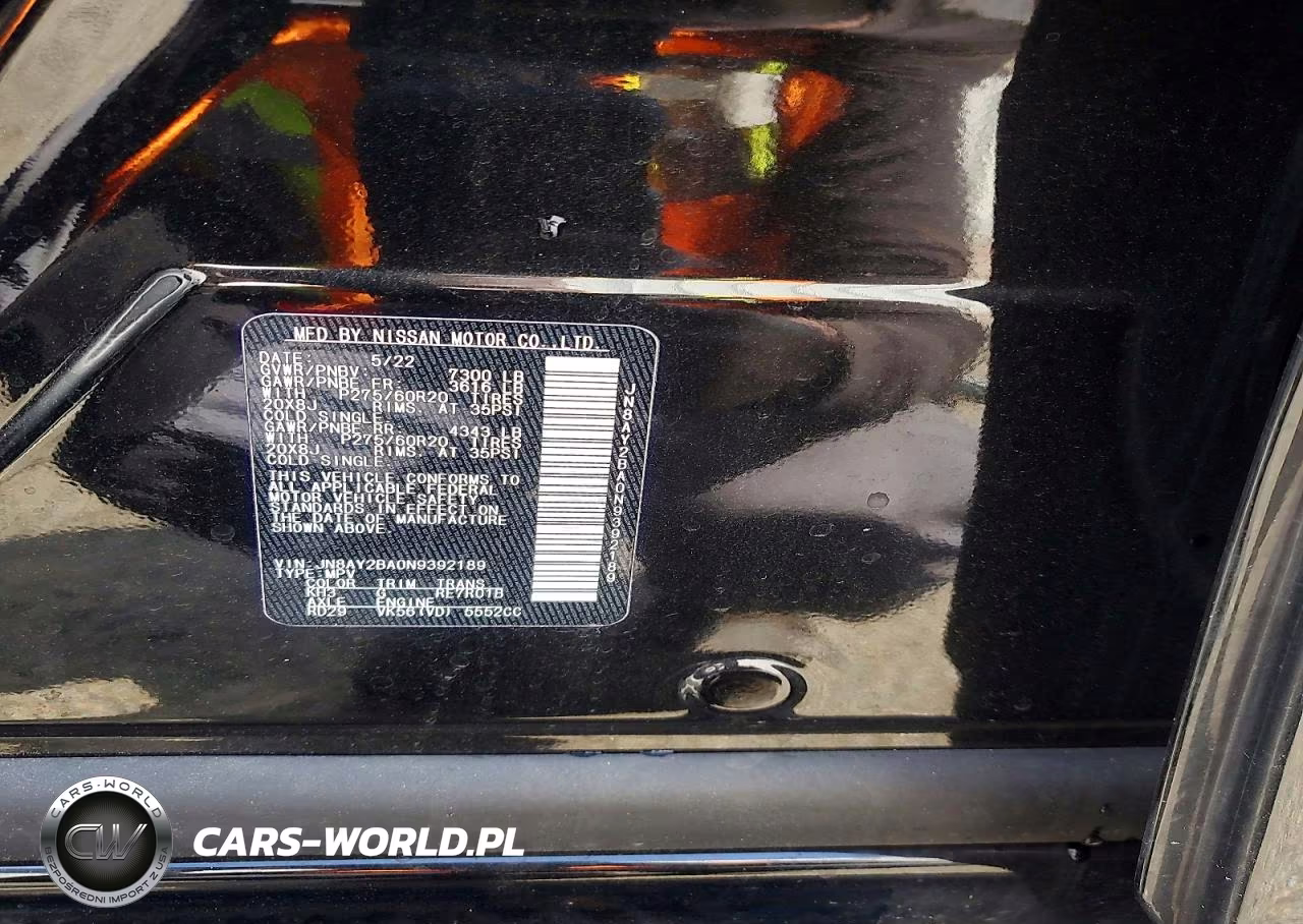 2022 Nissan Armada Sl VIN:JN8AY2BA0N9392189 - 14