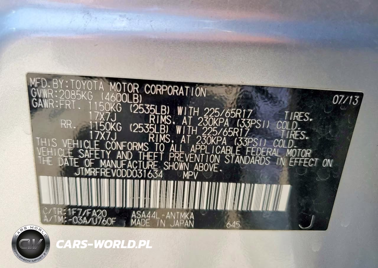 2013 Toyota Rav4 Xle VIN:JTMRFREV0DD031634 - 12