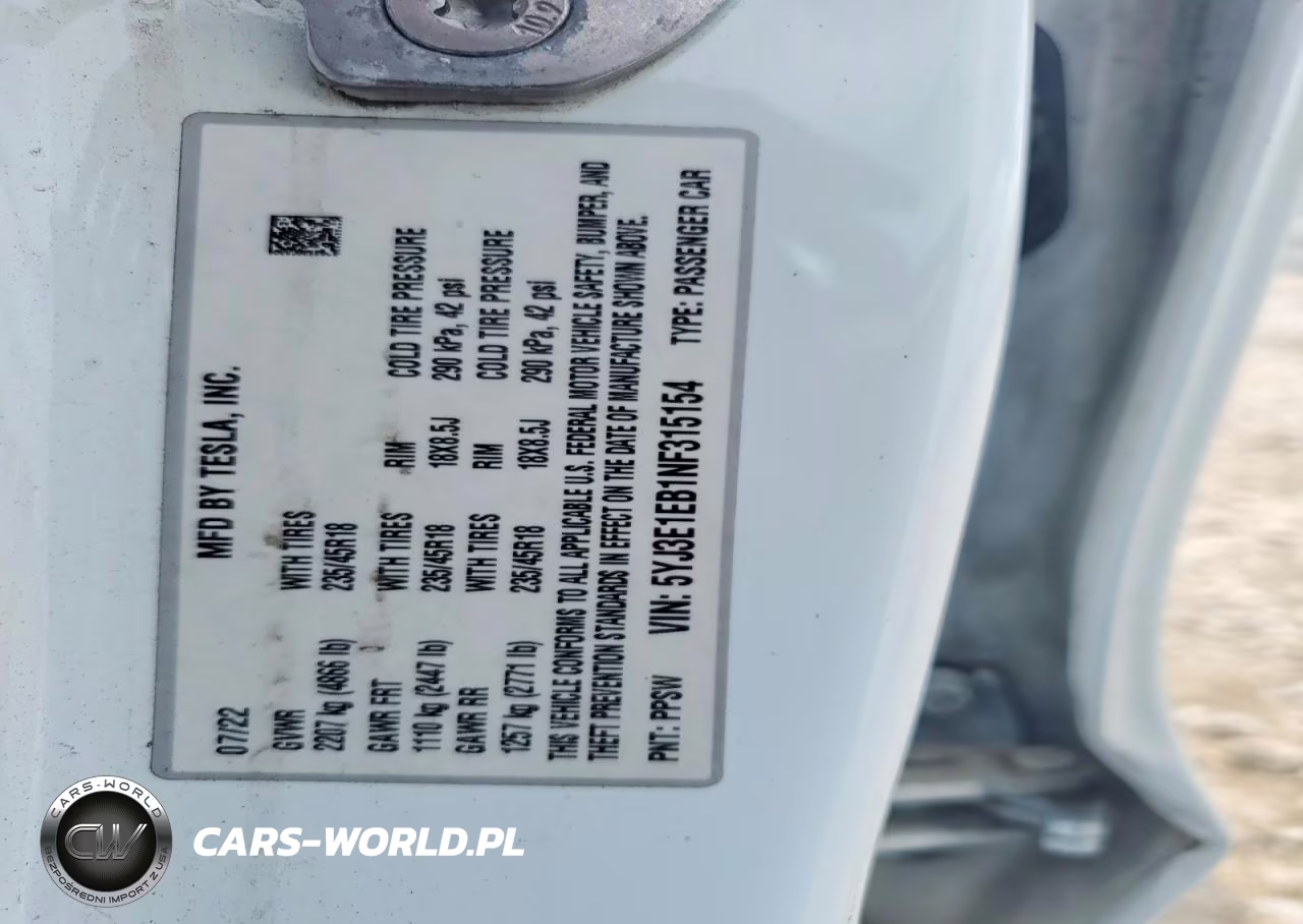 2022 Tesla Model 3 VIN:5YJ3E1EB1NF315154 - 12