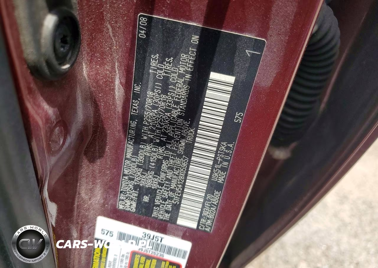 2008 Toyota Tundra Sr5 VIN:5TFEV54128X059657 - 12