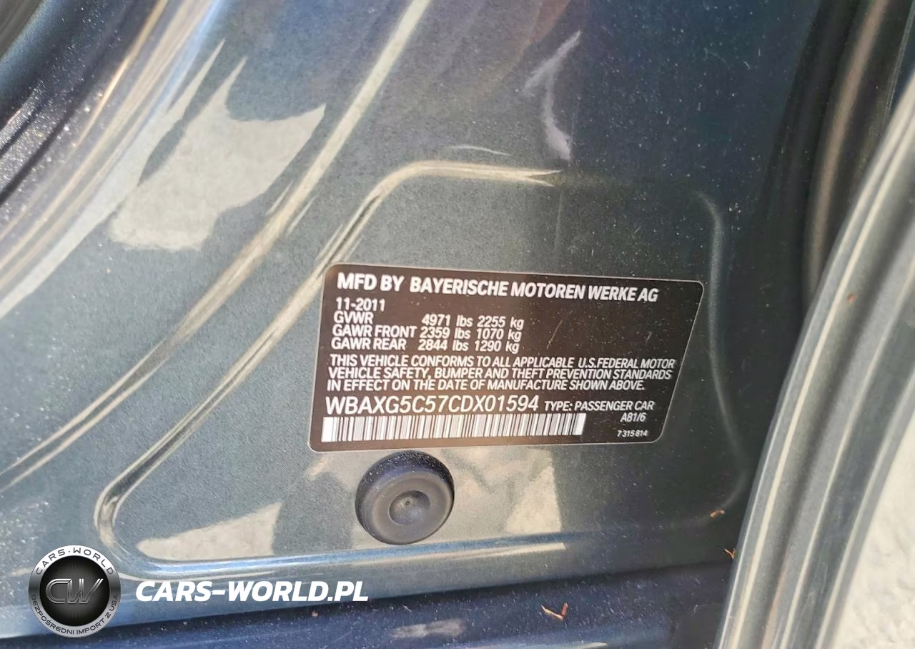 2012 BMW 528 I VIN:WBAXG5C57CDX01594 - 12