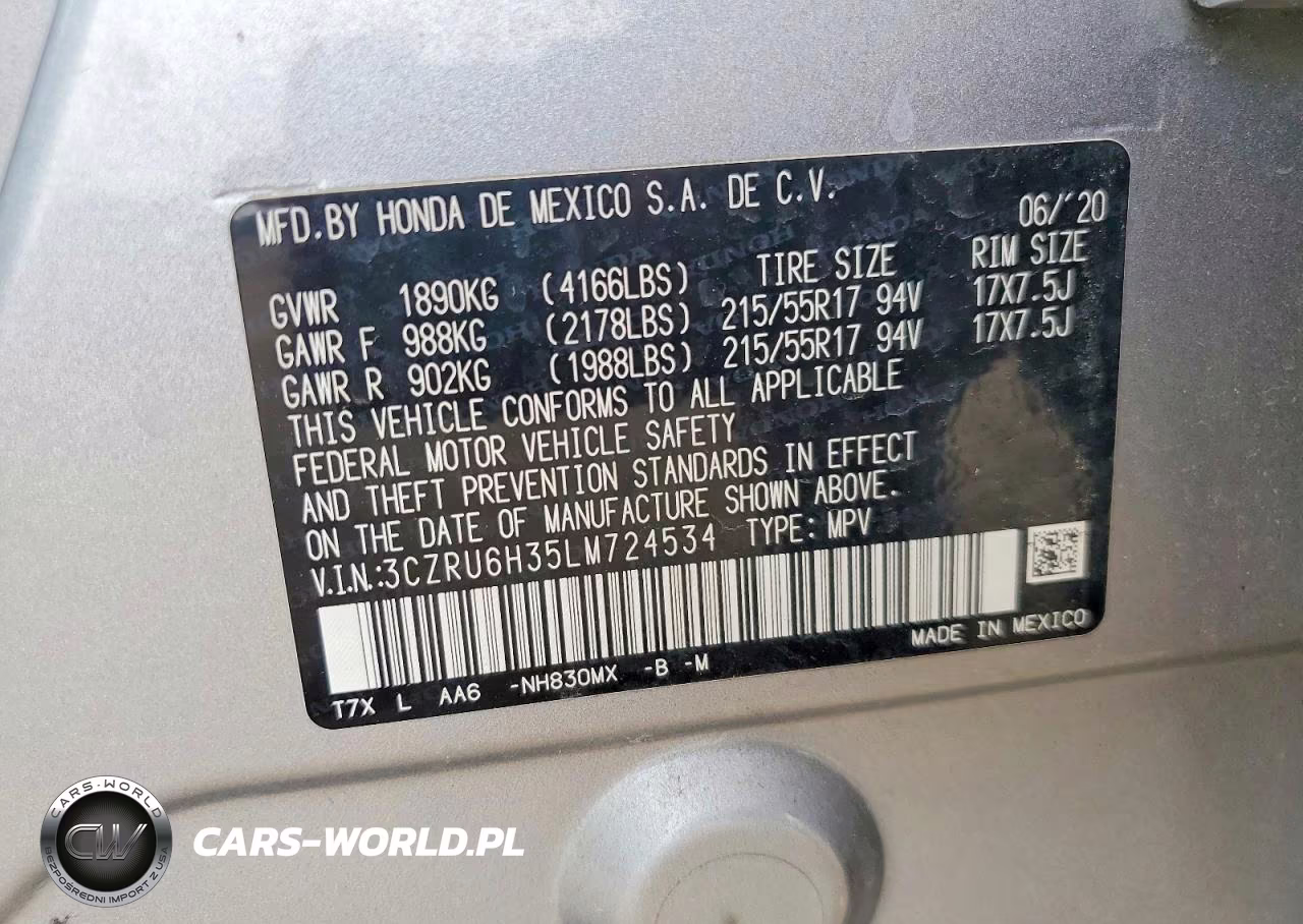 2020 Honda Hr-V Lx VIN:3CZRU6H35LM724534 - 13