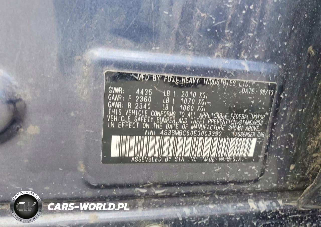 2014 Subaru Legacy 2.5I Premium VIN:4S3BMBC60E3009392 - 13