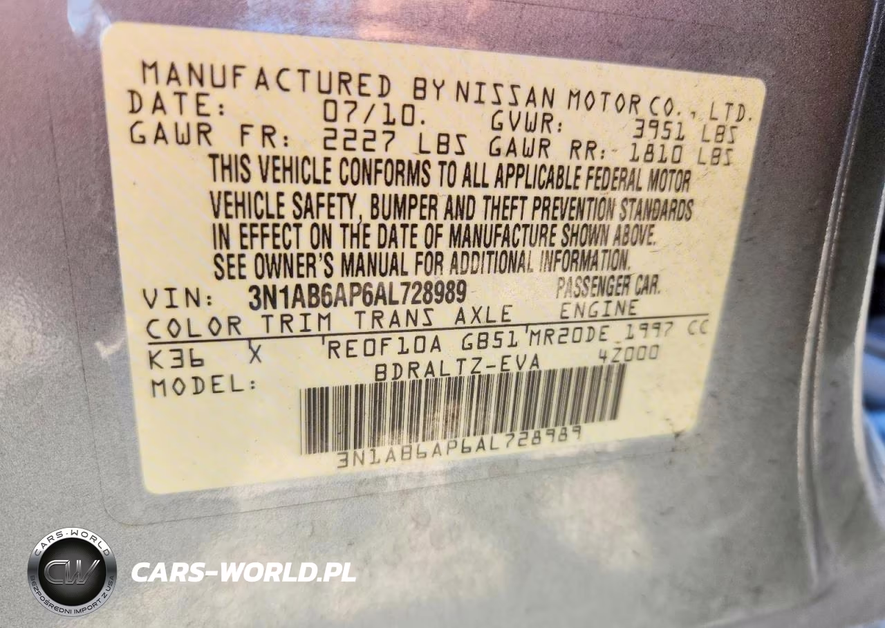 2010 Nissan Sentra 2.0 VIN:3N1AB6AP6AL728989 - 12