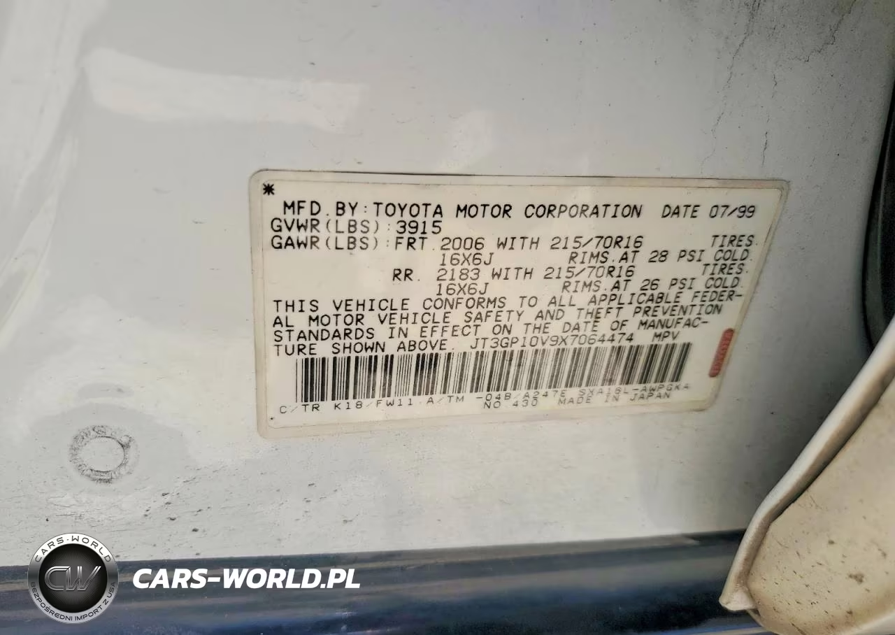 1999 Toyota Rav4 Base VIN:JT3GP10V9X7064474 - 13