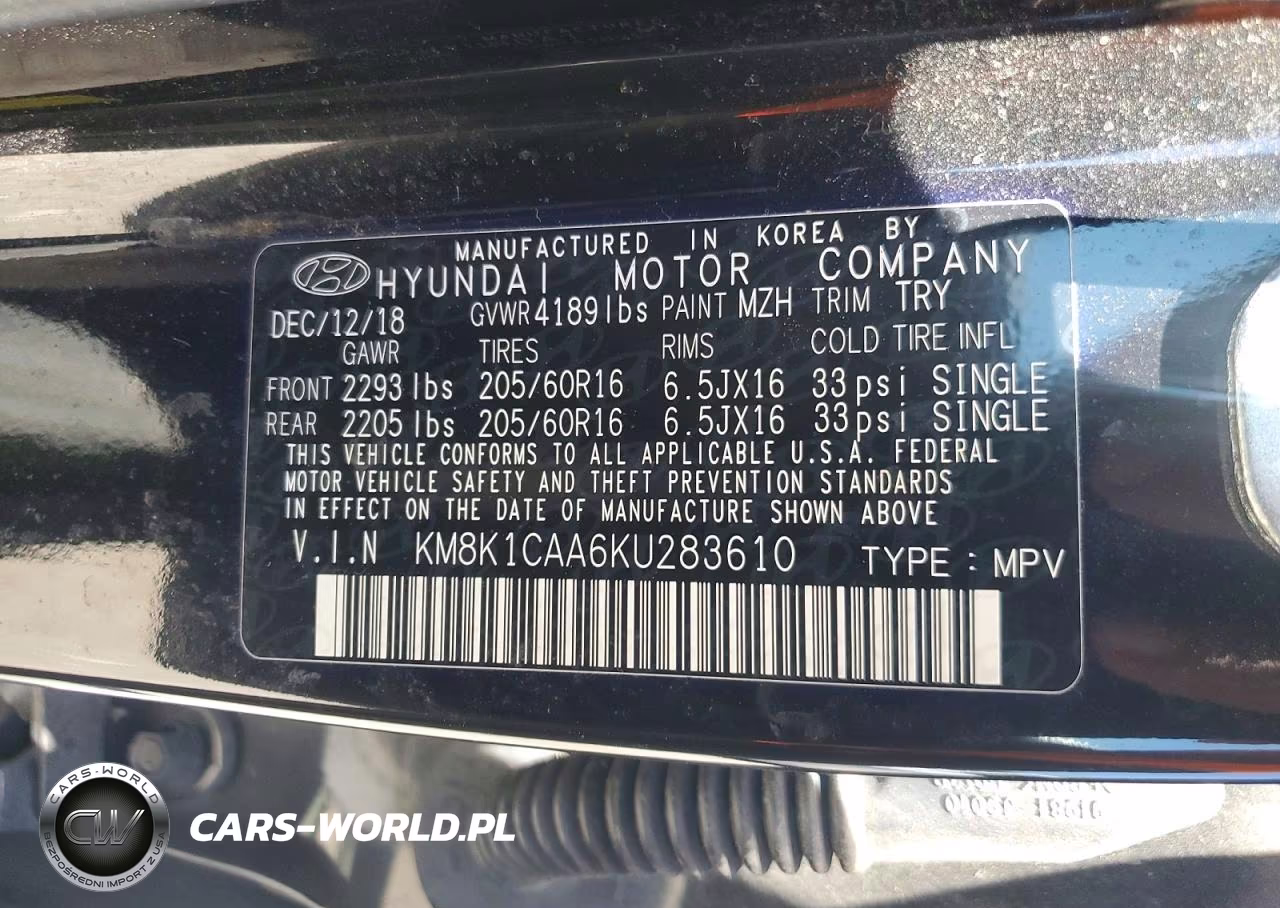 2019 Hyundai Kona VIN:KM8K1CAA6KU283610 - 12