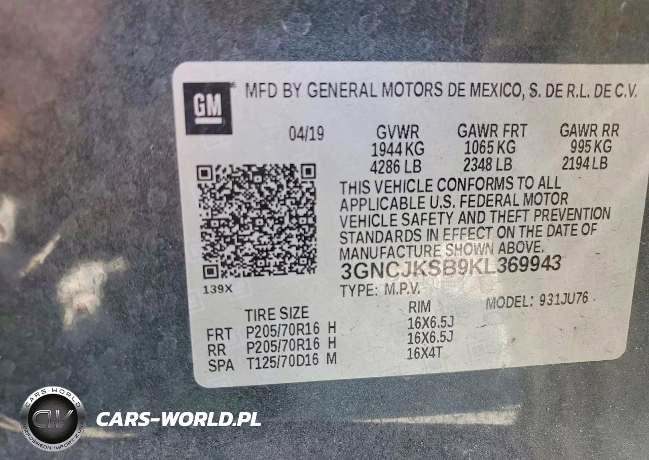 2019 Chevrolet Trax Ls VIN:3GNCJKSB9KL369943 - 12