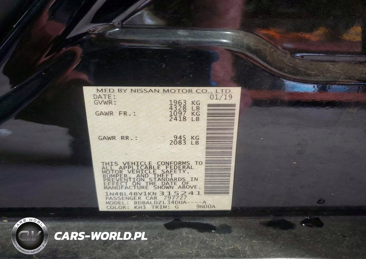 2019 Nissan Altima S VIN:1N4BL4BV1KN315241 - 12