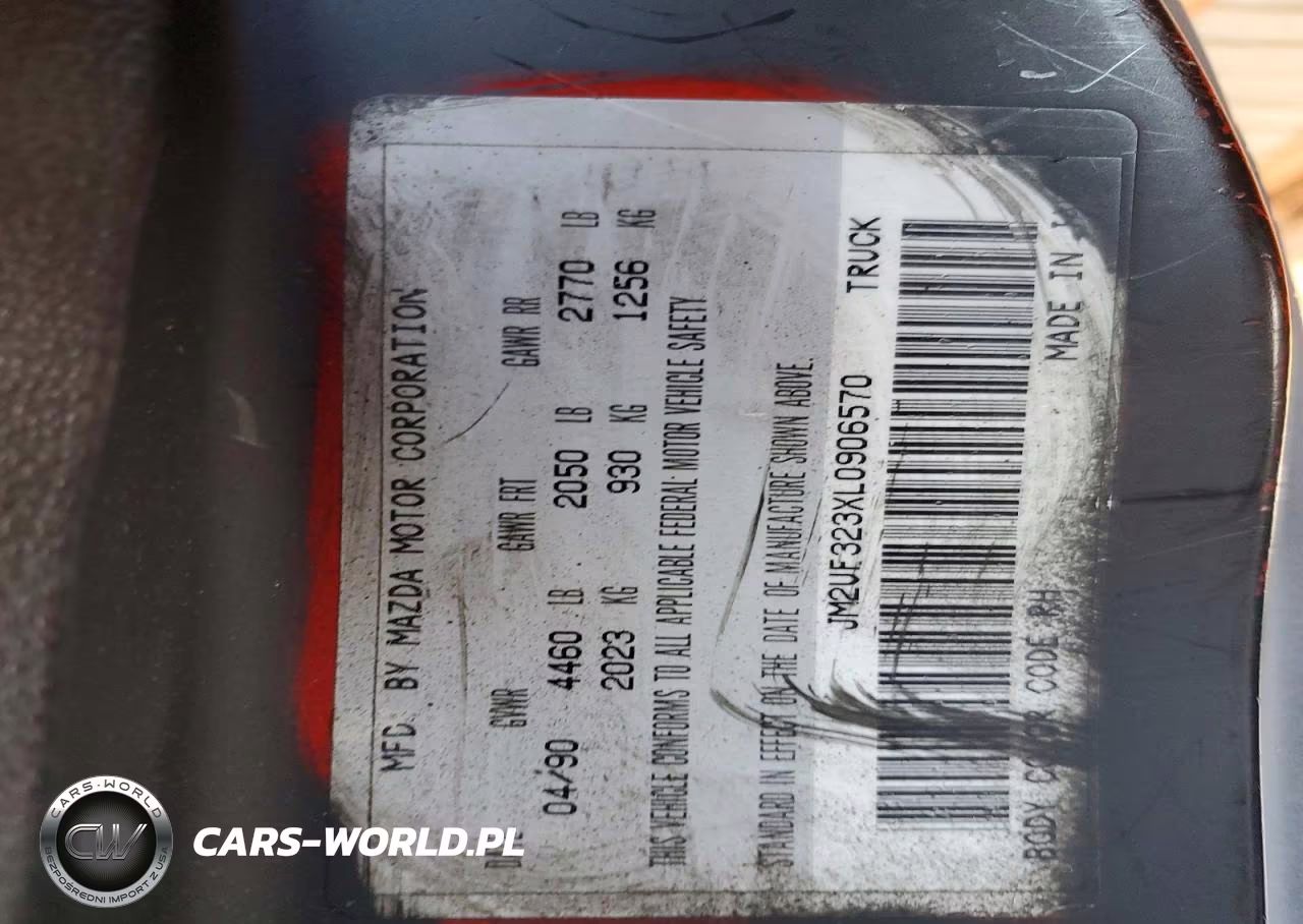 1990 Mazda B2200 Cab Plus VIN:JM2UF323XL0906570 - 13