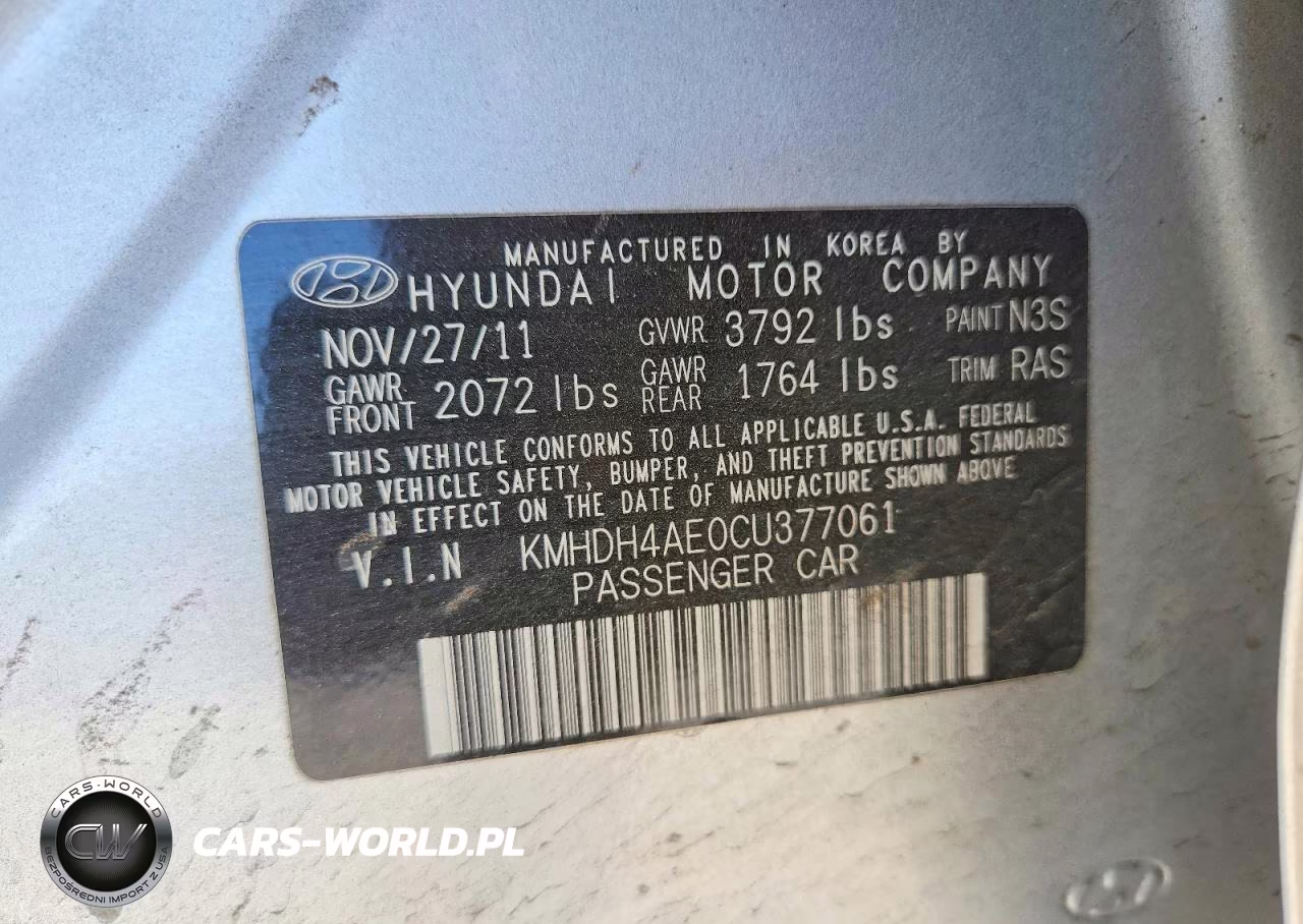 2012 Hyundai Elantra Limited VIN:KMHDH4AE0CU377061 - 13