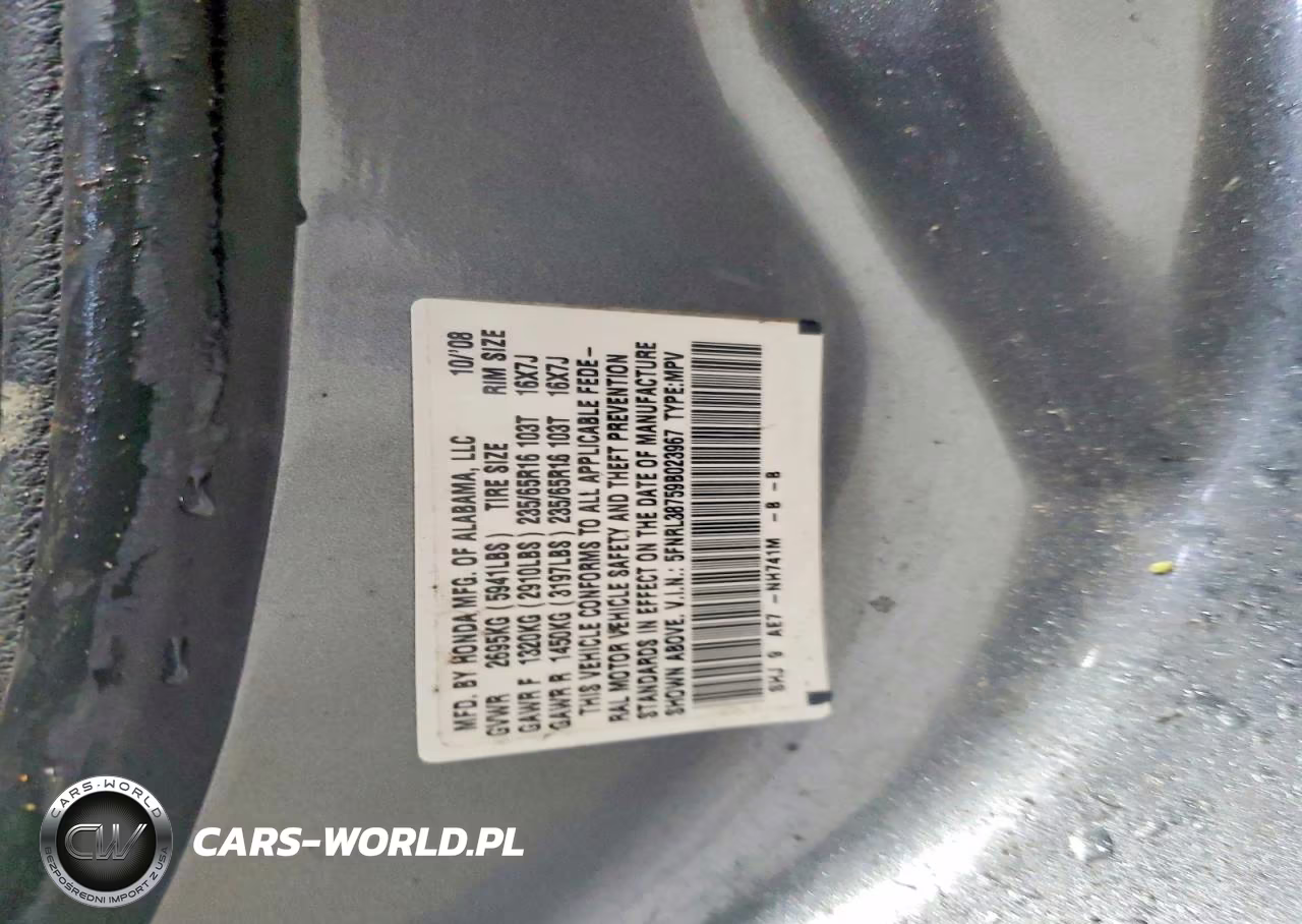 2009 Honda Odyssey Exl VIN:5FNRL38759B023967 - 12