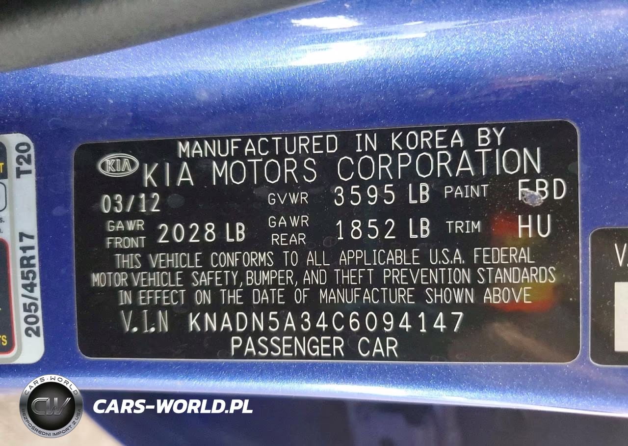 2012 Kia Rio 5-Door Sx VIN:KNADN5A34C6094147 - 12