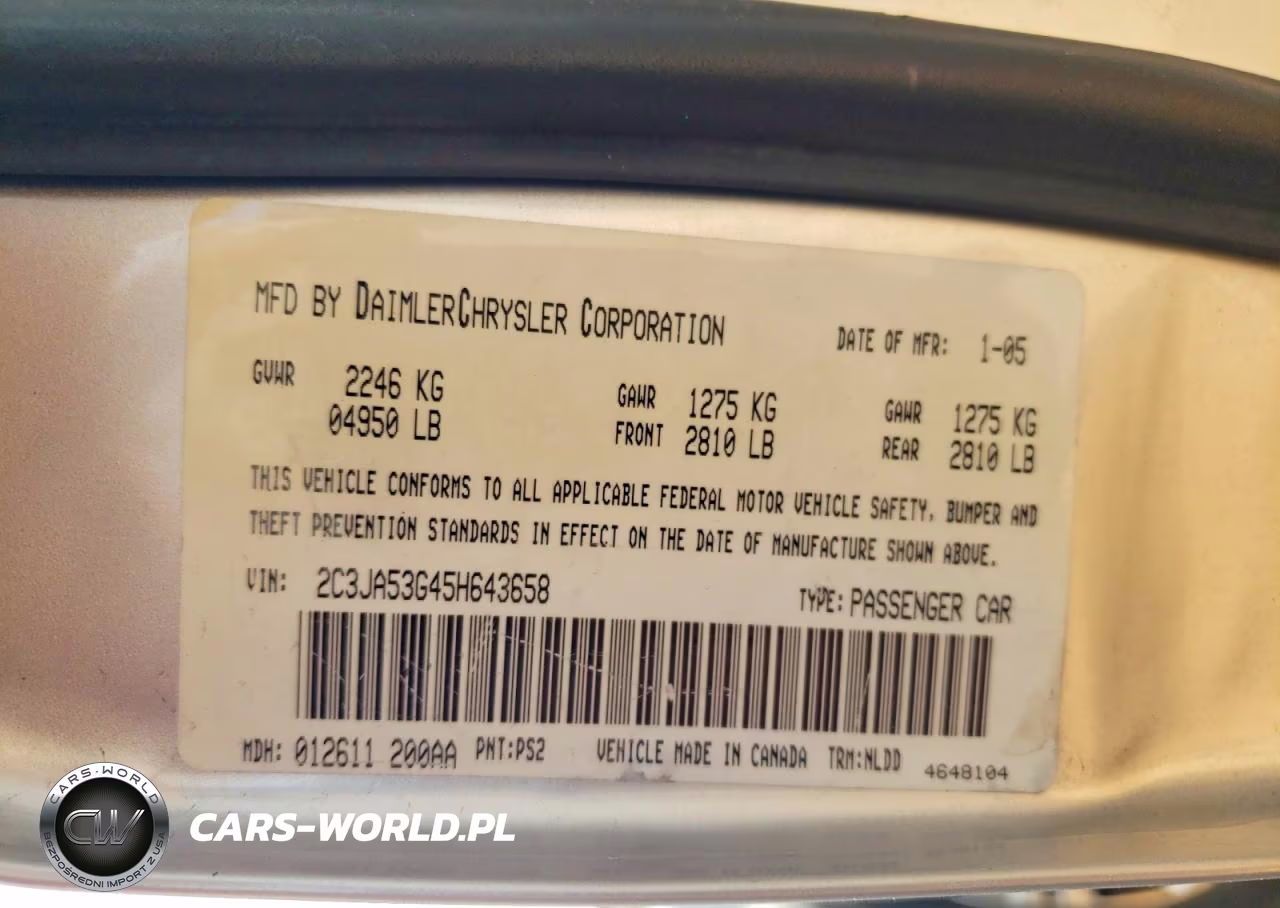 2005 Chrysler 300 Touring VIN:2C3JA53G45H643658 - 12