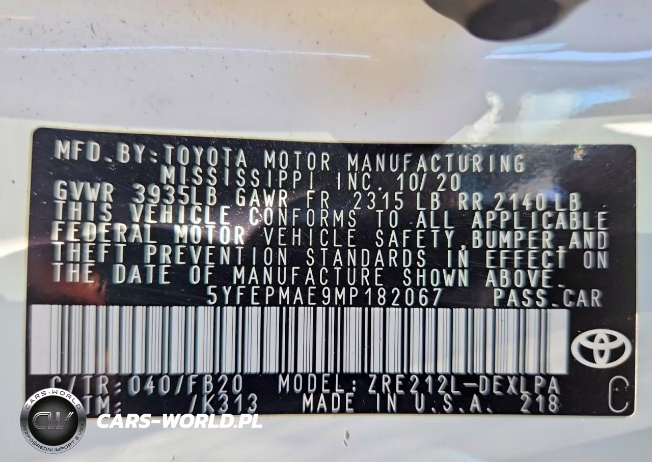 2021 Toyota Corolla Le VIN:5YFEPMAE9MP182067 - 12